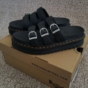 DR. MARTENS - BLAIRE LEATHER SLIDE SANDALS